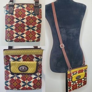 Fossil !Like New! Crossbody Bag red green floral